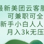 最新美团云客服项目，可兼职可全职，新手小白人人可做，月入3k无压力