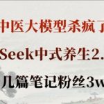 AI中医大模型杀疯了！DeepSeek中式养生2.0版本，十几篇笔记粉丝3w+