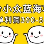细分小众蓝海项目，一单利润3张，每月收入稳定过1w+