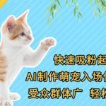快速吸粉起号，AI制作萌宠入场仪式视频，受众群体广，轻松易上手