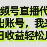 视频号直播代播，你出账号我来播，单日收益轻松几张【揭秘】