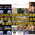 DeepSeek项目拆解+卡通数字人，4月新玩法日引200+创业粉十分钟一条混剪日稳定四位数变现
