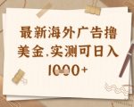 最新海外广告联盟挂机撸美金项目，实测可日入多张【揭秘】