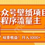 公众号壁纸项目，小程序流量主双收益，月入3000+