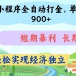 微信小程序全自动打金，单日轻松几张，短期暴利，长期稳定，助你轻松实现经济独立【揭秘】