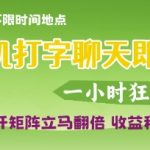 手机打字聊天即可挣钱，一小时狂薅3张，多开矩阵立马翻倍，收益秒到账【揭秘】