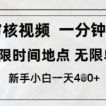 审核视频，10秒一单，不限时间，不限单量，新人小白一天4张+【揭秘】