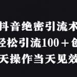 抖音绝密引流术，一天轻松引流100+创业粉，当天操作当天见效果