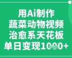 用Ai制作蔬菜动物视频，治愈系天花板，单日变现1k
