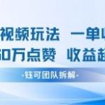AI哲学视频新玩法 一单398元-单条视频60W点赞收益过W