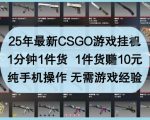 25年最新CSGO游戏挂G，1分钟1件货，1件货挣10元，纯手机操作，无需游戏经验【揭秘】