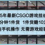 25年最新CSGO游戏挂G，1分钟1件货，1件货挣10元，纯手机操作，无需游戏经验【揭秘】