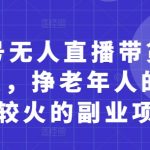 视频号无人直播带货月入5位数，挣老年人的钱，比较火的副业项目