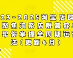 2023-2025淘宝店群运营，聚焦淘系店群高客单玩法，帮你掌握全周期运营打法(更新4月)