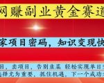 网创副业黄全赛道，掌握独家项目密码，知识变现快人一步，告别韭菜轻松实现单日变现1k+【揭秘】