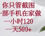 你只管截图，一部手机在家可以做，一小时120.一天5张+【揭秘】