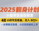 2025翻身计划小程序全自动掘金，48小时可见收益，日入多张+，长期稳定靠谱，小白宝妈轻松上手【揭秘】