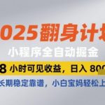 2025翻身计划小程序全自动掘金，48小时可见收益，日入多张+，长期稳定靠谱，小白宝妈轻松上手【揭秘】