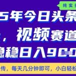 今日头条视频赛道最新玩法，每天十分钟，保底日入9张+【揭秘】