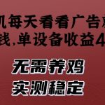 手机每天看看广告就能挣钱，单设备收益40+，无需养鸡，实测稳定【揭秘】
