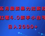 五月最新暴力拉新拉，小红薯4.0新手小白可做，日入多张