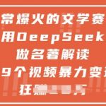 非常爆火的文学赛道，用deepseek做名著解读 ，89个视频暴力变现1w+