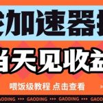 游戏加速器推广项目当天见收益，纯干货喂饭级教程分享