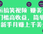 搬运搞笑视频挣美金，低门槛高收益，简单粗暴新手月入上千美刀