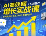 AI高效获客增长实战课，​AI找客户 私域自动化 高效工作流 直播快变现