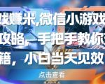 玩游戏挣米，微信小游戏刷广告全攻略，手把手教你变现秘籍，小白当天见效