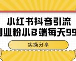 小红书抖音创业粉，小B端粉自热，日引99+的一个玩法【揭秘】