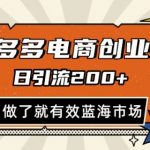 拼多多引流电商创业粉，日引200+，可矩阵放大，做了就有效【揭秘】