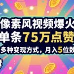 3分钟做出孤独感拉满的素风插画视频，单条点赞75W，谁发谁火系列，多种变现方式，月入5位数