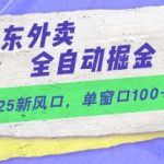 2025新风口，京东外卖全自动掘金，单窗口100+【揭秘】