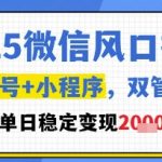 2025微信风口掘金，公众号+小程序双管齐下，单日稳定变现1k+【揭秘】