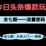 头条系列全七期项目拆解，全是干货，新手从0-1必经过程，99的人会踩的坑