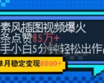 emo忧郁氛围感拉满，像素风视频爆火单条点赞50W，新手小白也能5分钟一条，稳定月入8k+