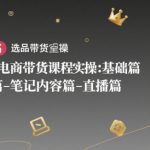 小红书电商带货课程实操：基础篇-选品篇-店铺篇-笔记内容篇-直播篇