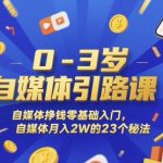 0-3岁自媒体引路课，自媒体挣钱零基础入门，自媒体月入2W的23个秘法