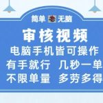 审核视频，电脑手机皆可操作，有手就行，几秒一单，不限单量，多劳多得【揭秘】