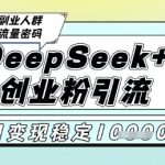 DeepSeek+创业粉精准引流，全新分享课4.0玩法，AI矩阵日引300+，多种变现方式，稳定月入1W