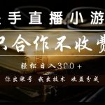 快手直播小游戏，只合作不收费，你出账号我出技术， 分润模式【揭秘】