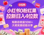 小红书0粉红果短剧拉新日入4位，数短剧总收益10W+大佬实操经验分享