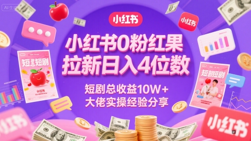 小红书0粉红果短剧拉新日入4位，数短剧总收益10W+大佬实操经验分享[/erphpdown]