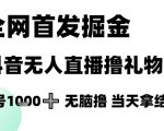 全网首发掘金抖音无人直播撸礼物，单号1k +无脑撸，当天拿结果【揭秘】