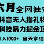 25年6月高爆抖音无人直播最新撸音浪掘金项目，门槛低小白可做，无脑日入1k，可矩阵放大【揭秘】