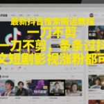 最新抖音搜索搬运教程，一刀不剪，条条过抖，推文短剧影视涨粉都可以