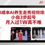 0成本AI养生走秀视频爆火，小自3步起号，月入过1W真不难