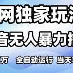 全网独家玩法，抖音无人暴力撸金，月入3W，全自动运行，当天拿结果，可矩阵【揭秘】