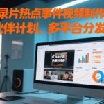 抖音纪录片热点事件视频制作教学，可过伙伴计划，多平台分发撸收益